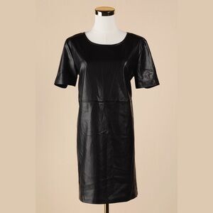 Sz S Z Supply London Faux Leather Black Pullover Mini Dress NWT